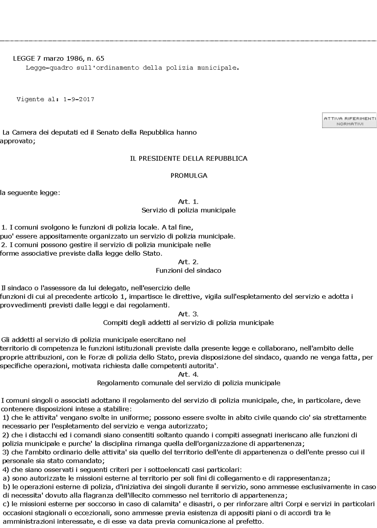 51 Legge-65 86-polizia-locale - LEGGE 7 Marzo 1986, N. 65 Legge-quadro ...