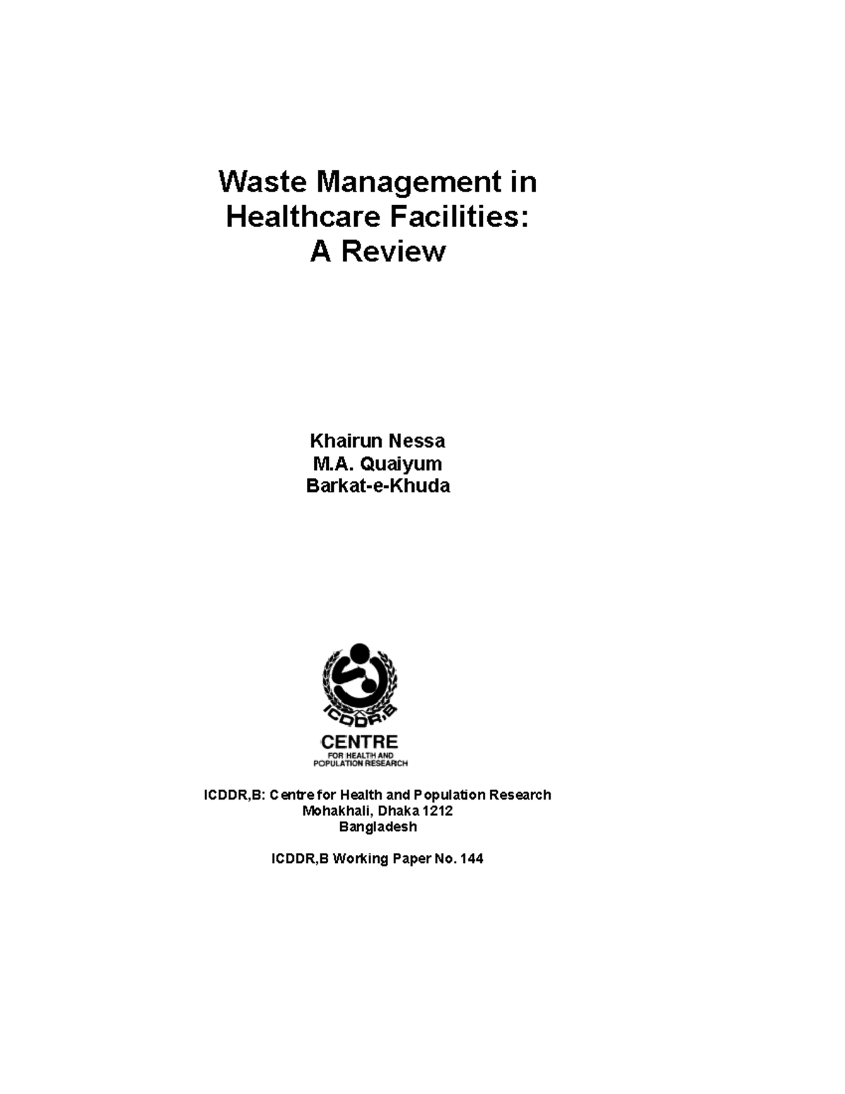 HWM bd Hospital waste management in BD A Review Waste Management