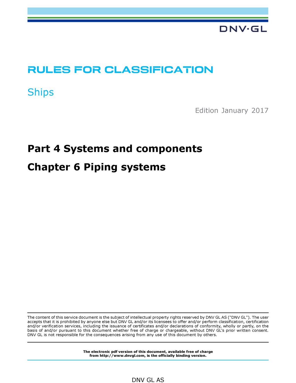 Dnvgl Ru Ship Pt4ch6 - Ru Ship - The Content Of This Service Document 