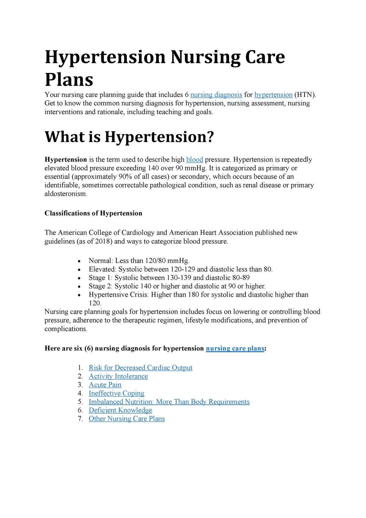 nursing research topics on hypertension