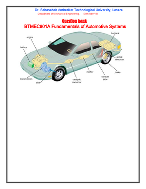 Fundamentals of Automotive Systems - Course Progr… - Unit wise Progress ...