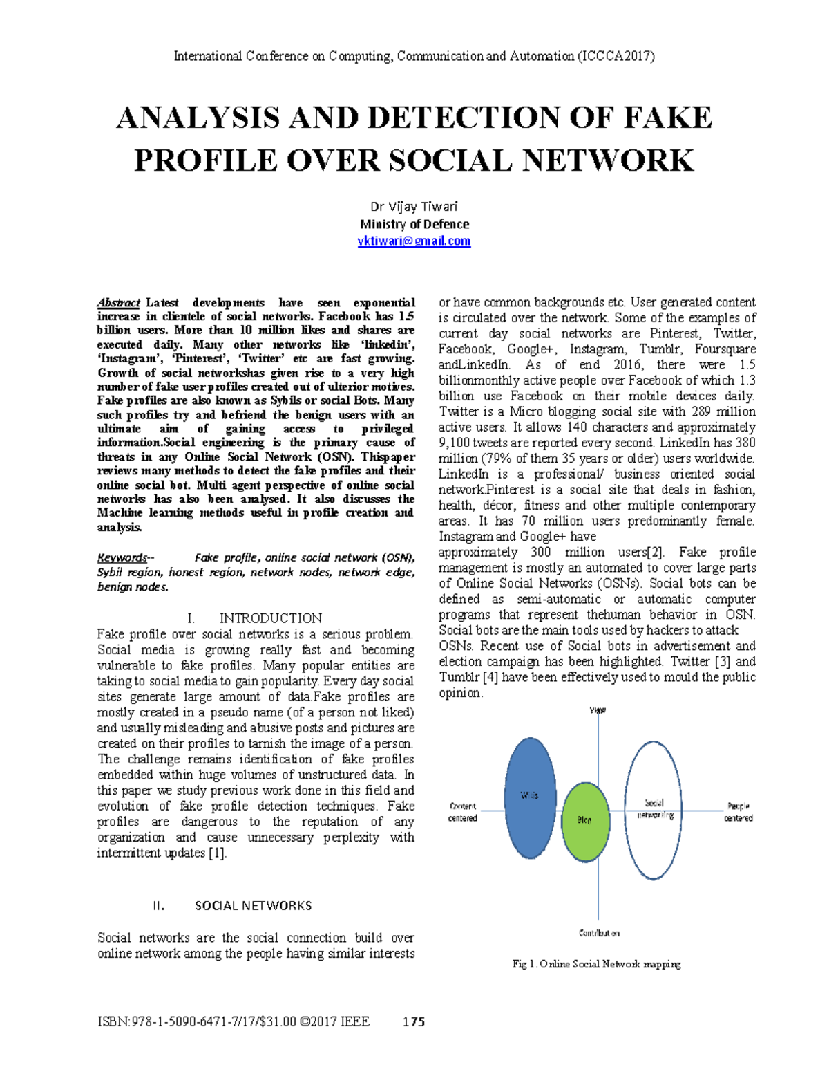 fake social media profile detection - ISBN:978-1-5090-6471-7/17/$31 ...