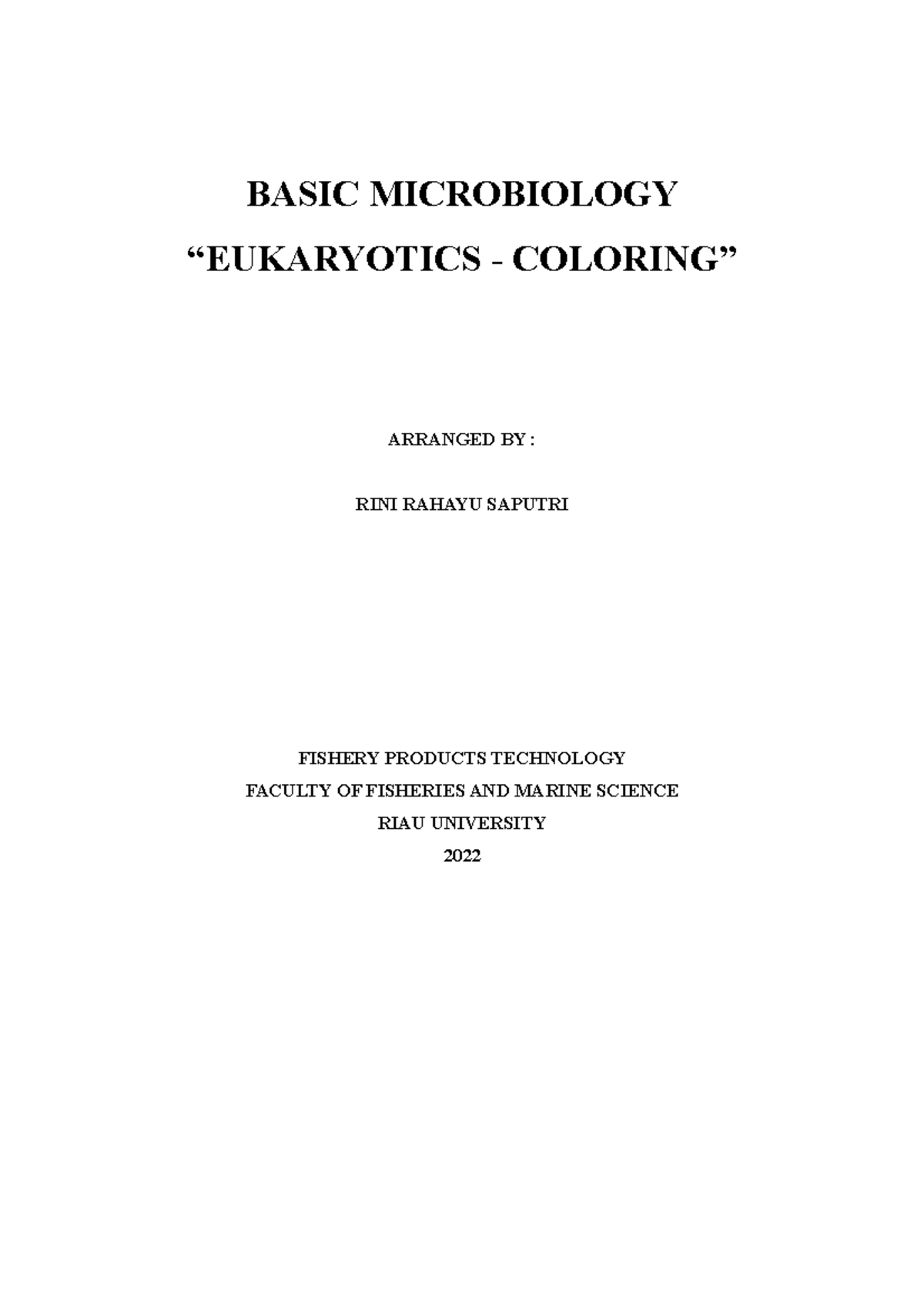 Basic Microbiology “ Eukaryotics - Coloring” - BASIC MICROBIOLOGY ...
