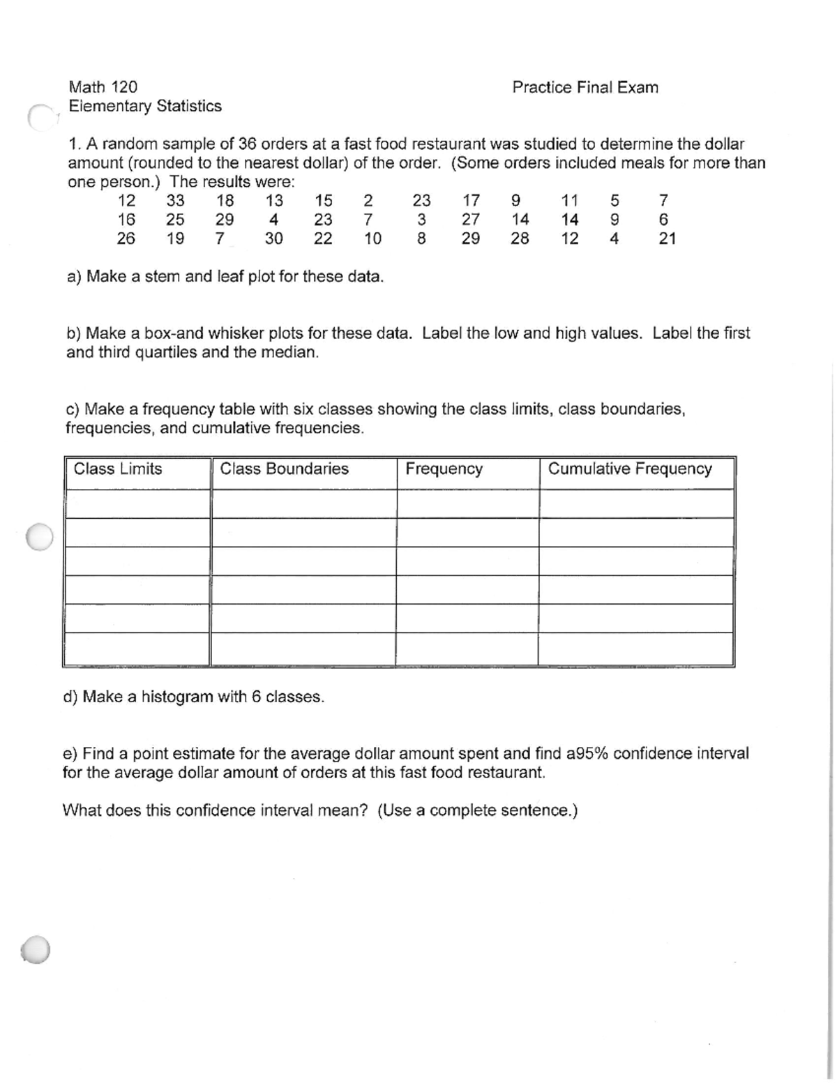 Math 110 Statistics Final Review Exercises - STATS 141/151 - Studocu