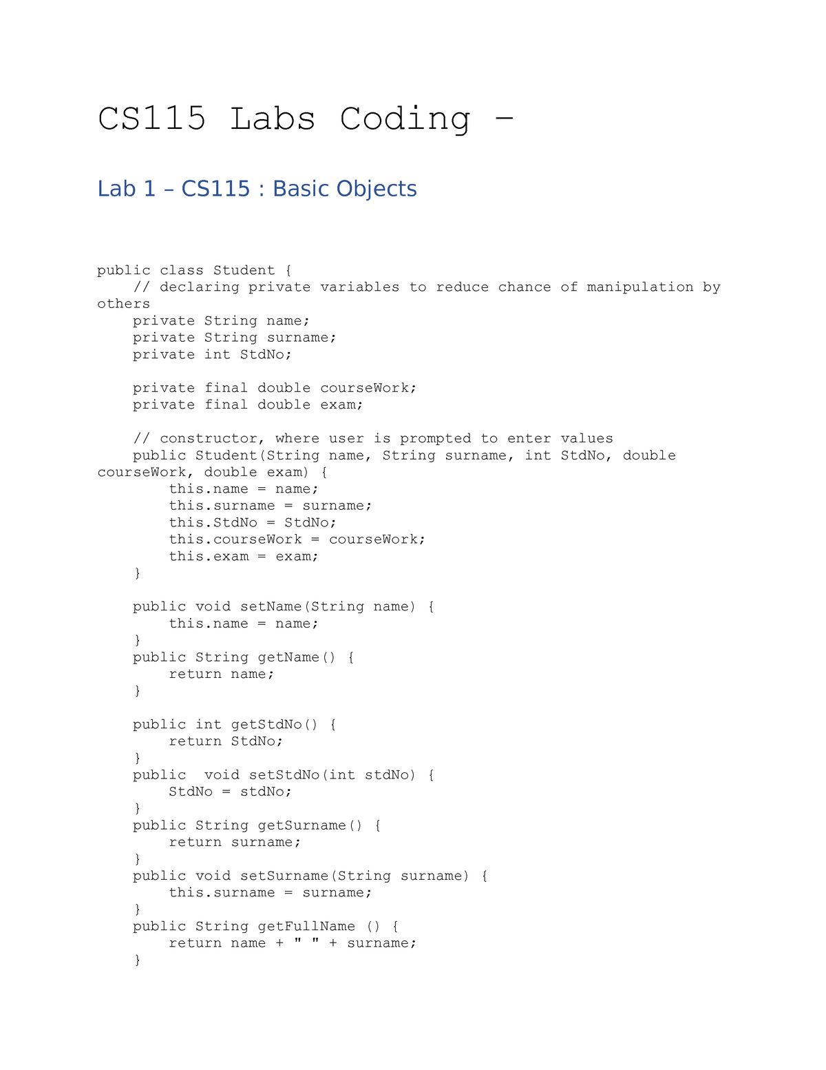 CS115 Labs - Semester 2 Labs - CS115 Labs Coding – Lab 1 – CS115 ...