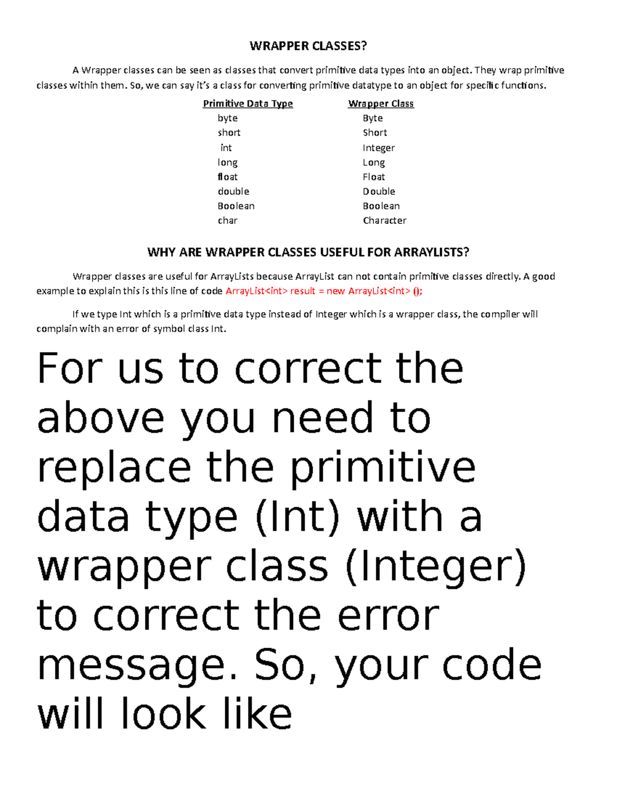 Wrapper Classes INTRODUCTION TO COMPUTER MOUSE WRAPPER CLASSES? A