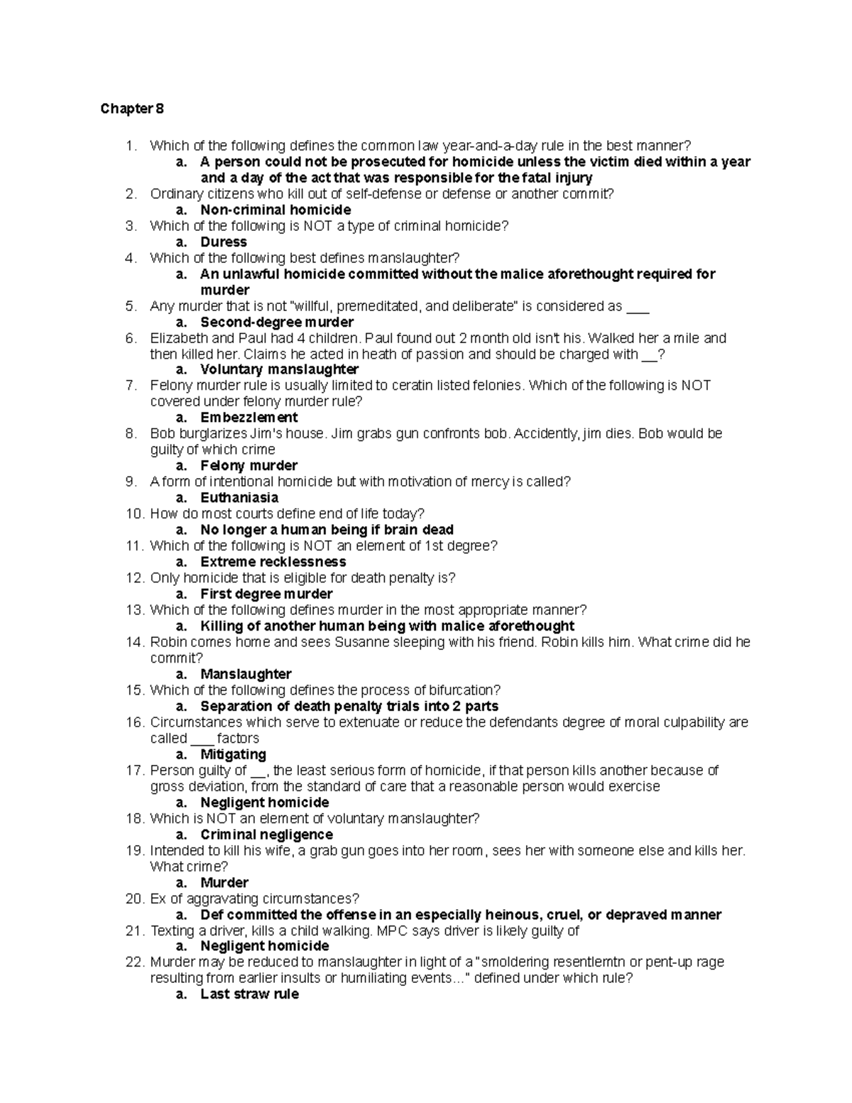 Chapt 8-12 Questions - Chapter 8 Which Of The Following Defines The ...