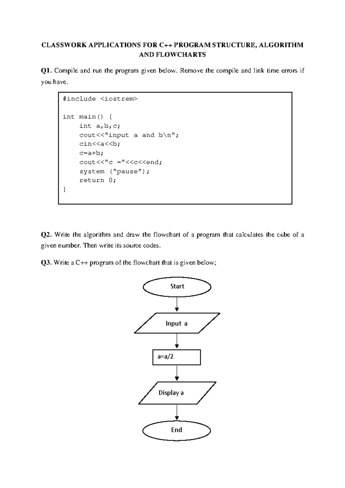 Applications 01 - NO - CLASSWORK APPLICATIONS FOR C++ PROGRAM STRUCTURE ...