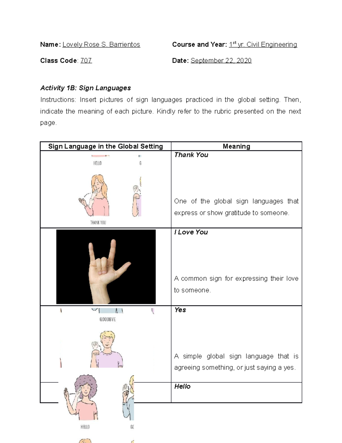 Activity 1B SIGN Language Purposive Communication Name Lovely Rose S