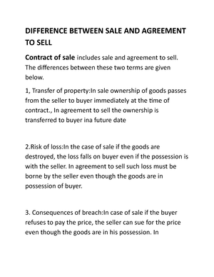 Difference Between Sale and Agreement to Sell - Shiksha Online