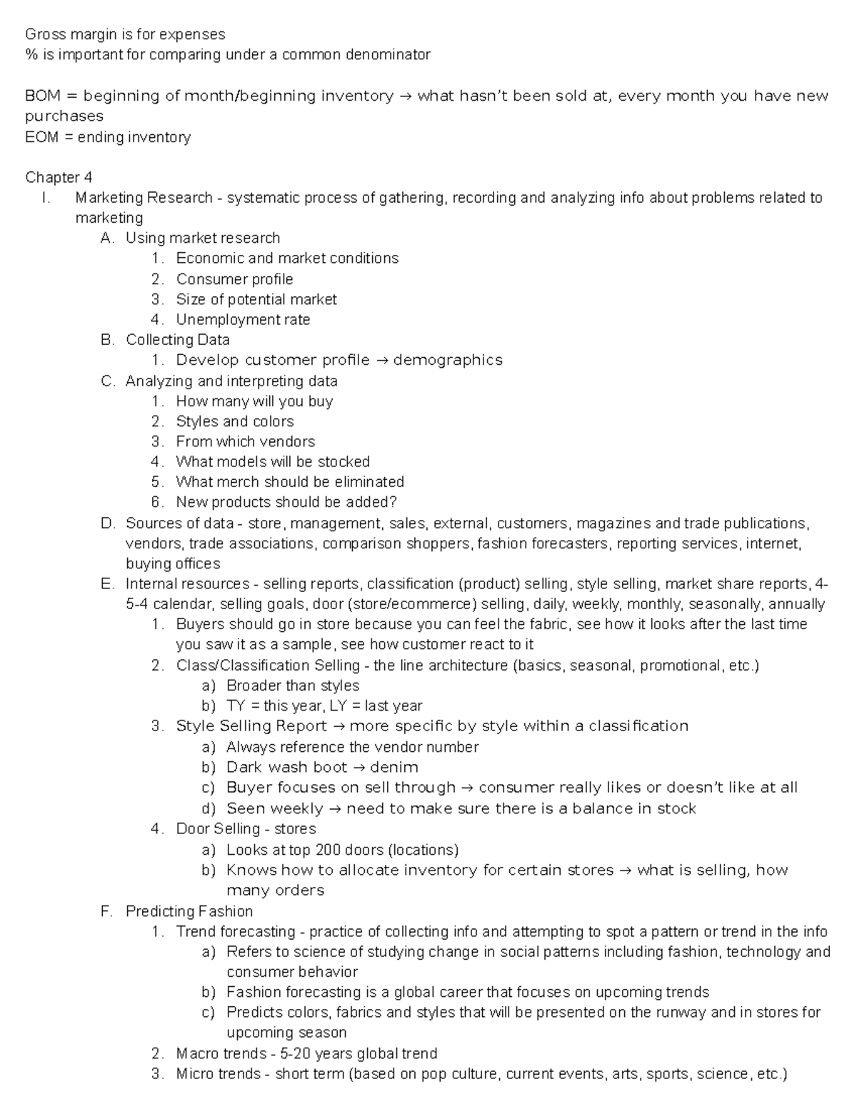 Week 3 Lecture Notes - Gross margin is for expenses % is important for ...