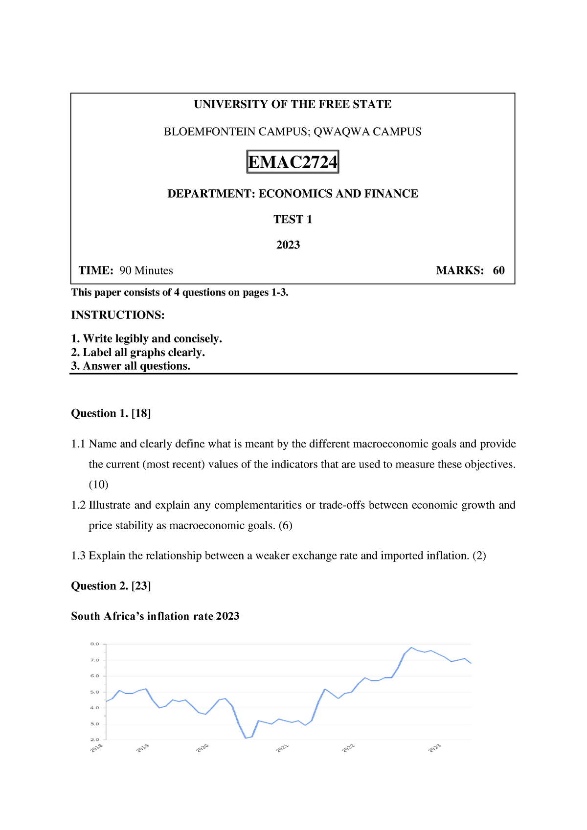 Test 1 2023 BB - Exam Prep - This Paper Consists Of 4 Questions On ...