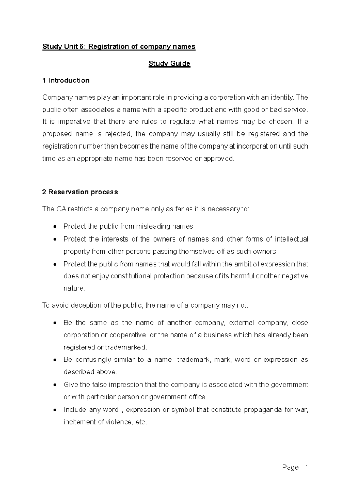Study Unit 6 - Summary Entrepreneurial Law - Study Unit 6 ...