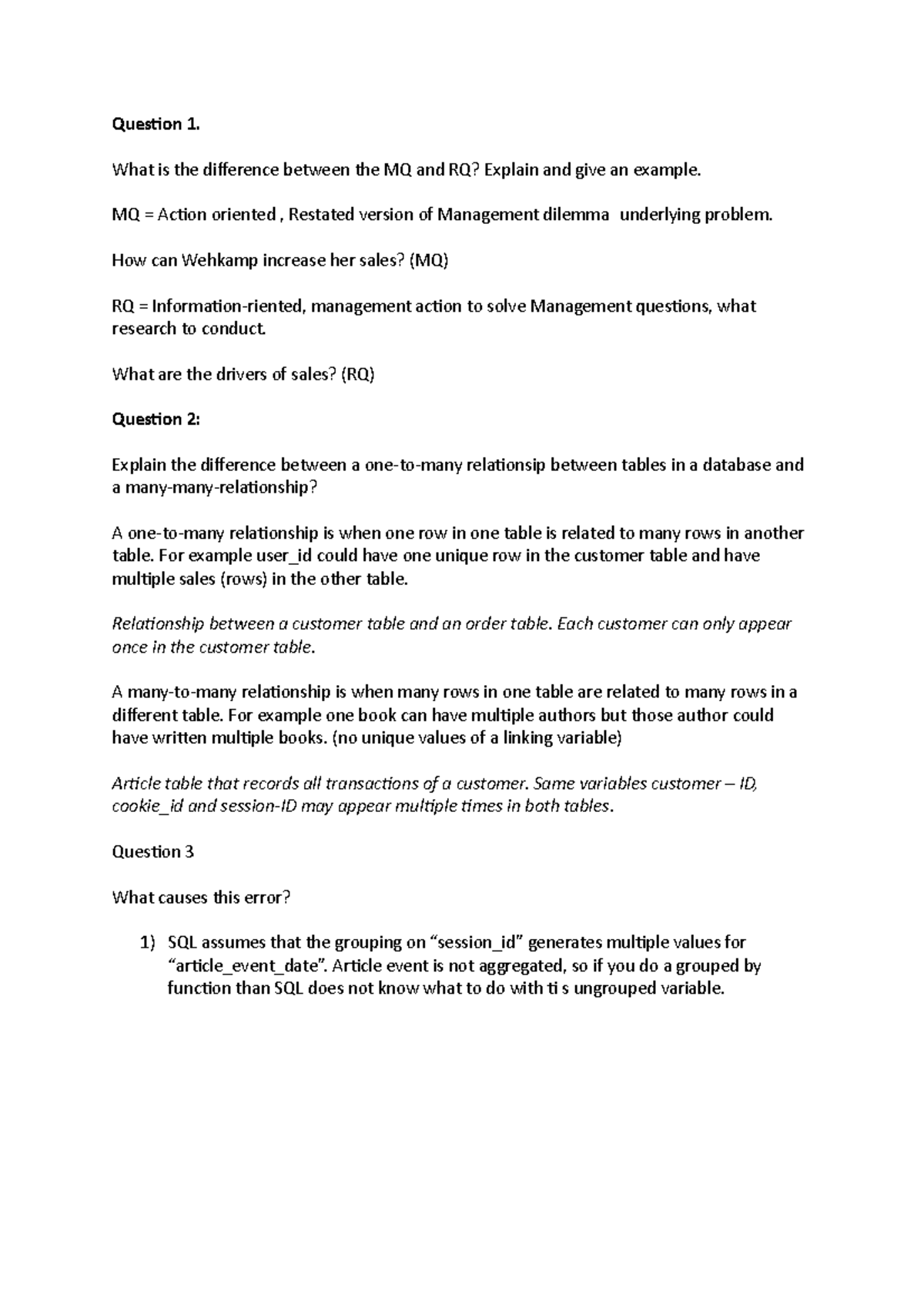 Inspection block 1 22-23 - Question 1. What is the difference between ...