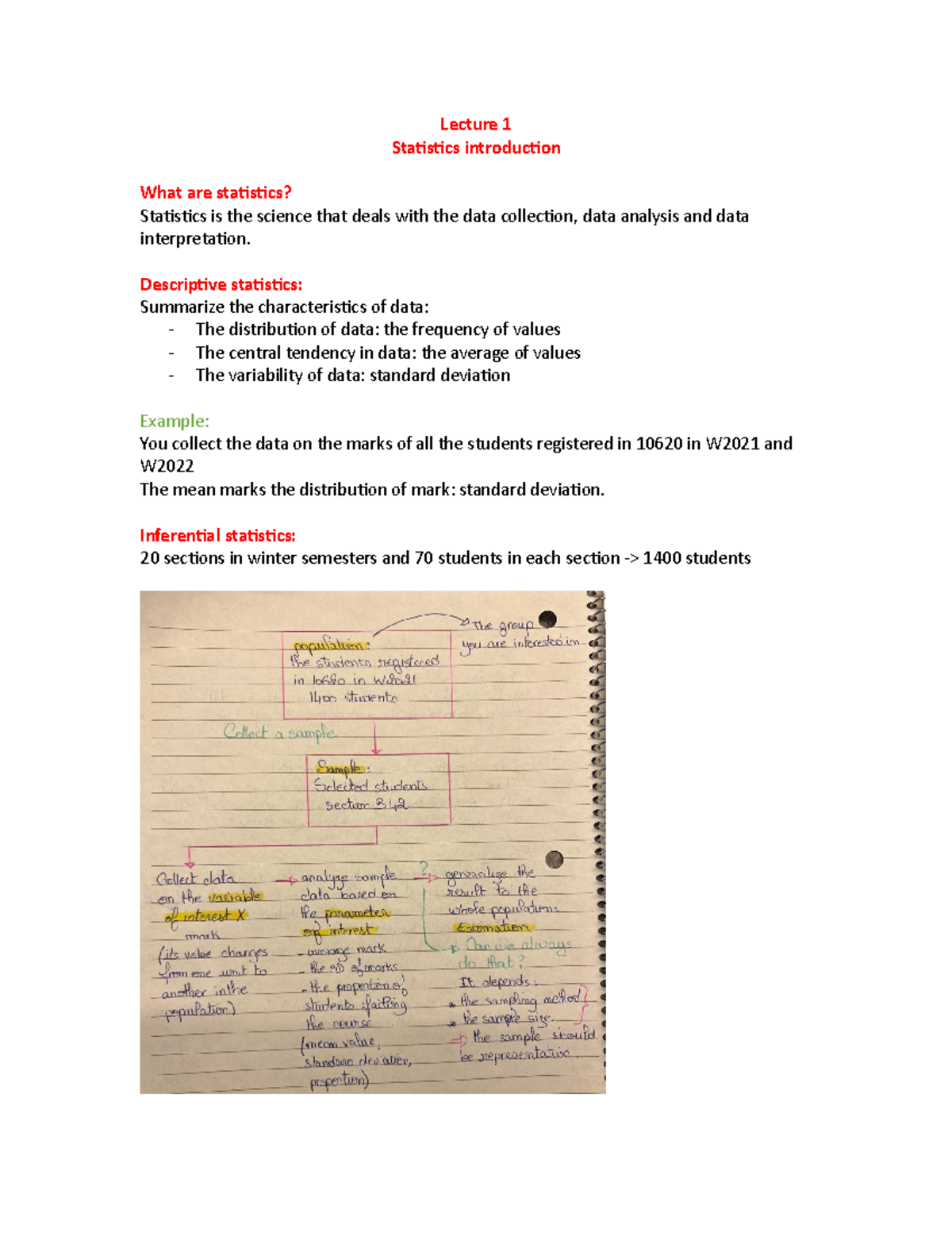 Statistics A (INTRA) S1-S7 - Lecture 1 Statistics introduction What are ...