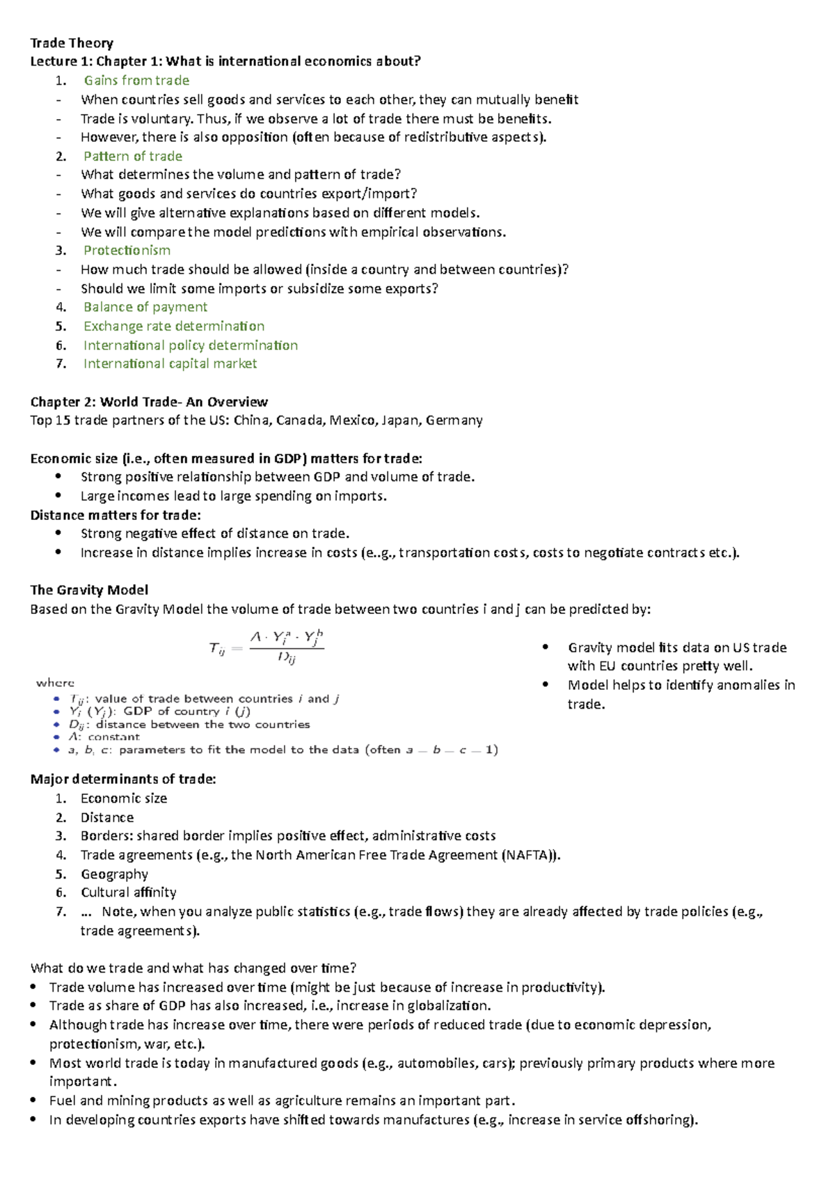 Trade Theory lecture notes - Trade Theory Lecture 1: Chapter 1: What is ...