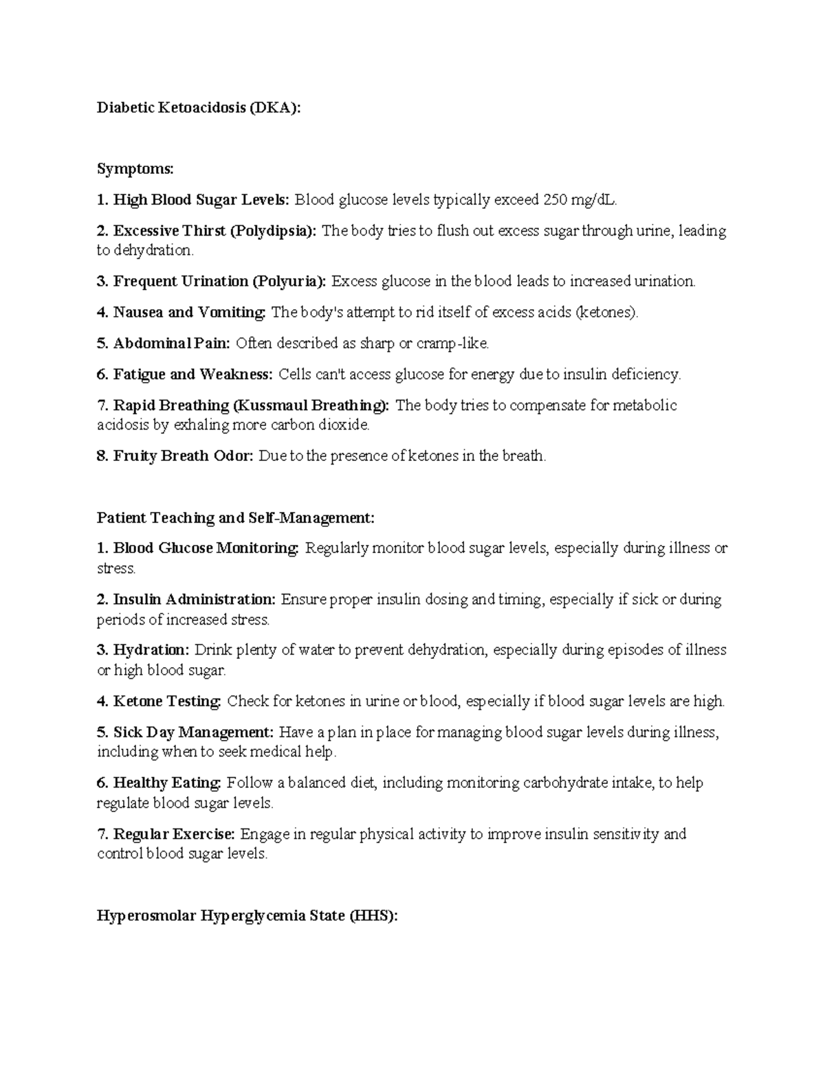 Diabetes Case Study - Diabetic Ketoacidosis (DKA): Symptoms: High Blood ...