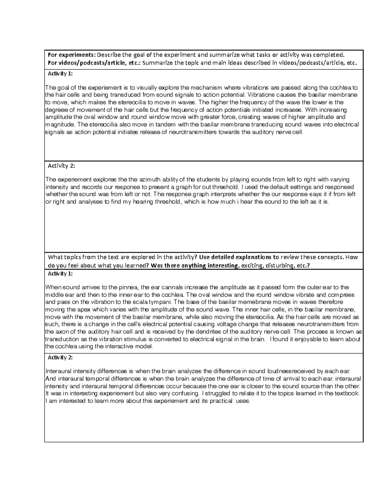 Lab report Template - syllabus details for the class - For experiments ...