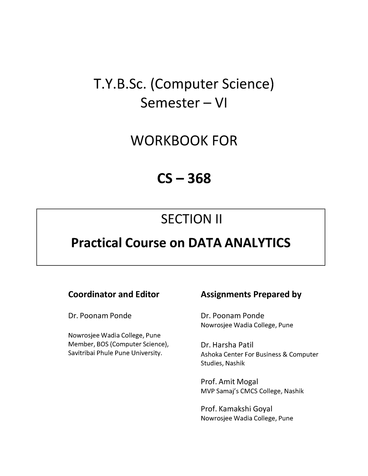 TYBSc CS368 DATA Analytics Labbook - T.Y.B. (Computer Science) Semester ...