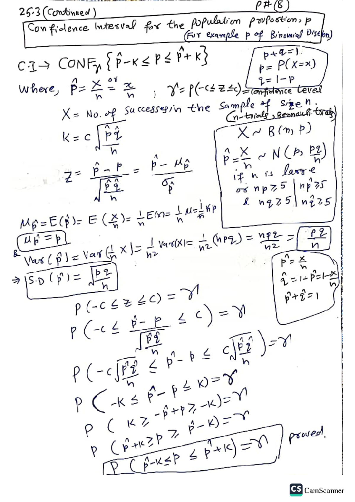 25.3 continued. Confidence interval for Population Proportion - 25 ...