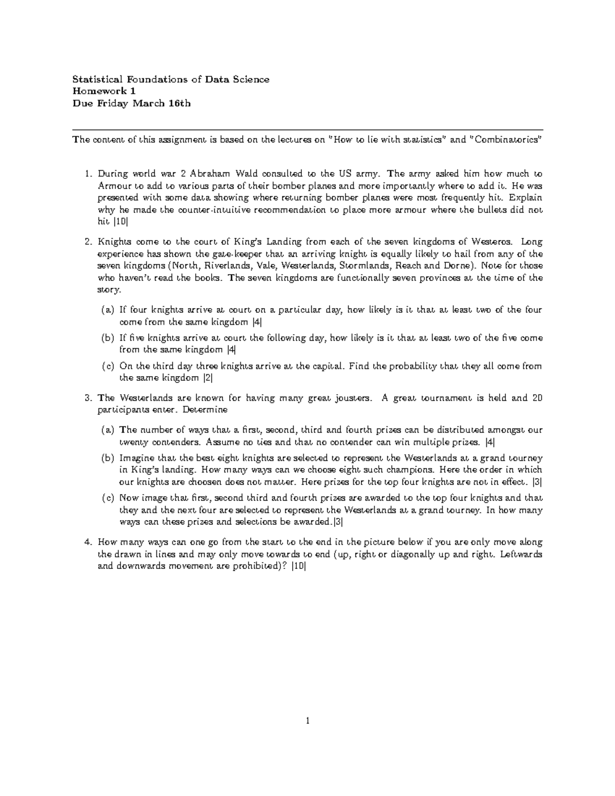 Homework 1 - Statistical Foundations of Data Science Homework 1 Due ...