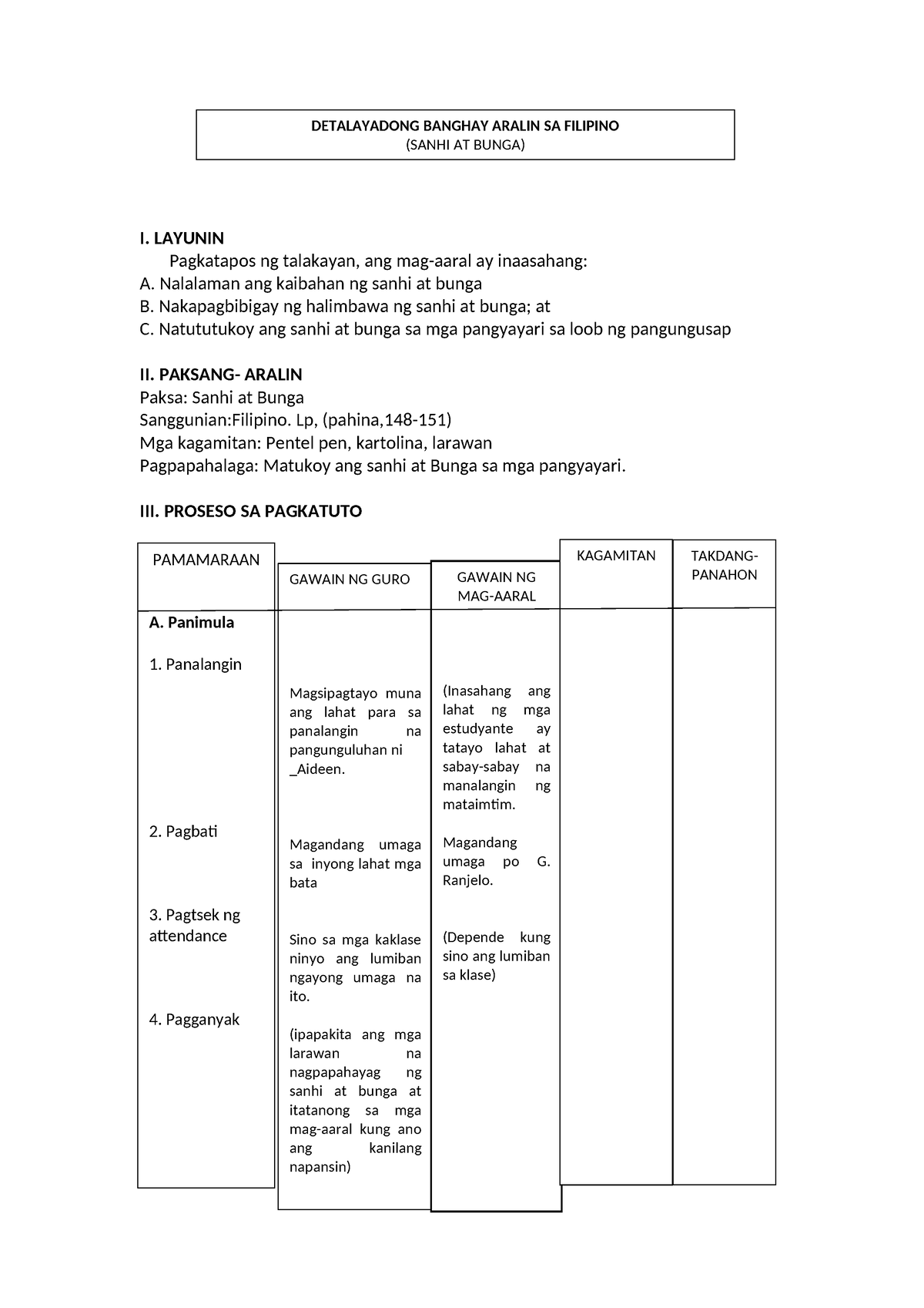 Layunin Lesson Plan 4as Format I Layunin Pagkatapos Ng Talakayan Ang Mag Aaral Ay 1671