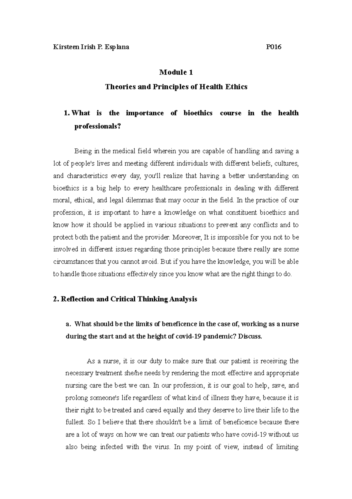 importance of medical ethics essay