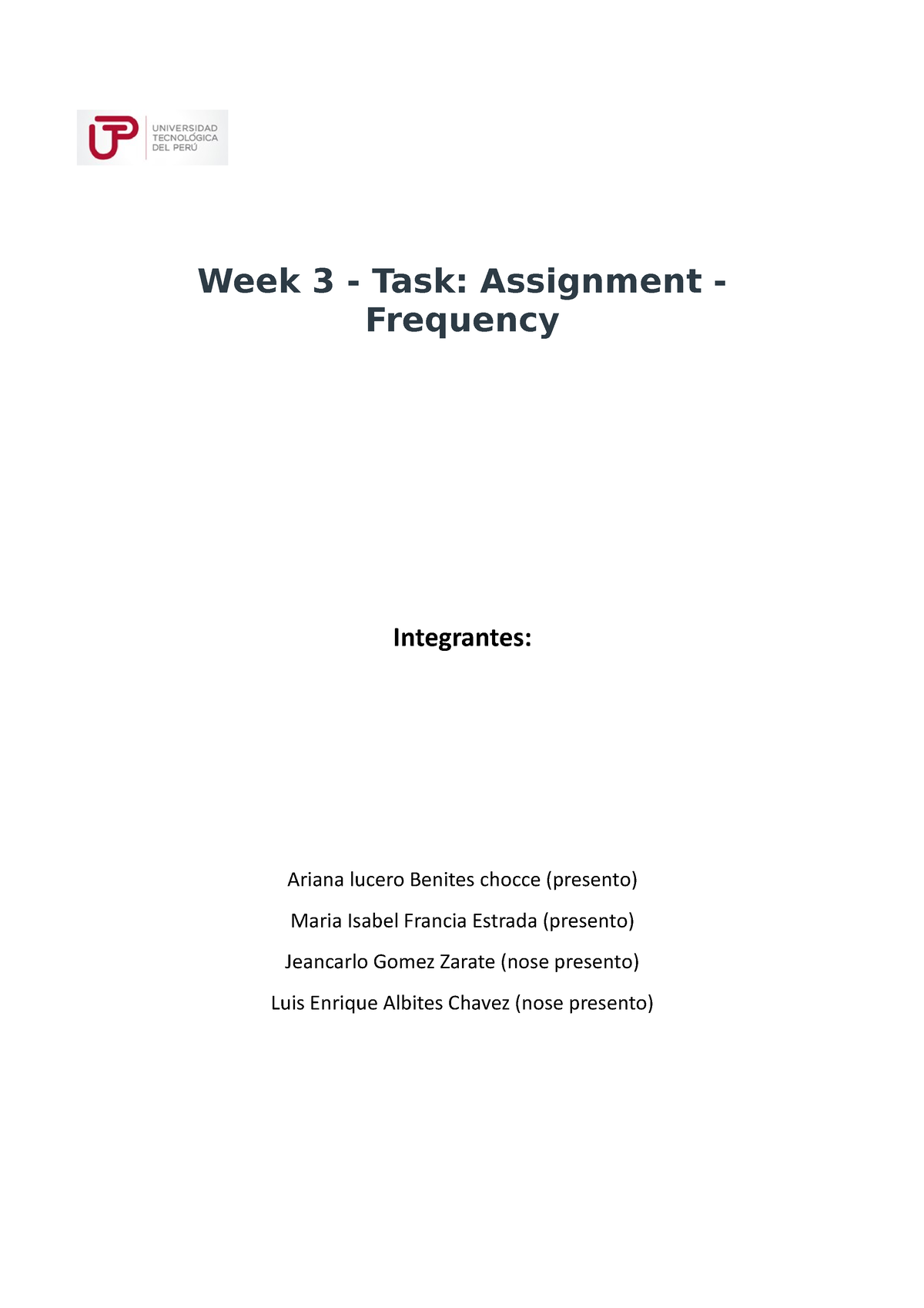 week 2 task assignment frequency