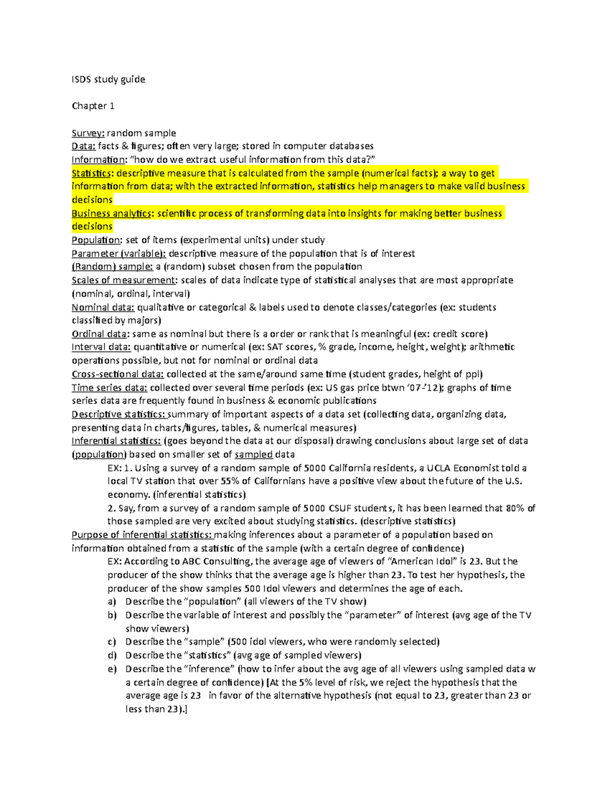 Midterm 1 Study Guide - Csuf Isds 361A - ISDS Study Guide Chapter 1 ...