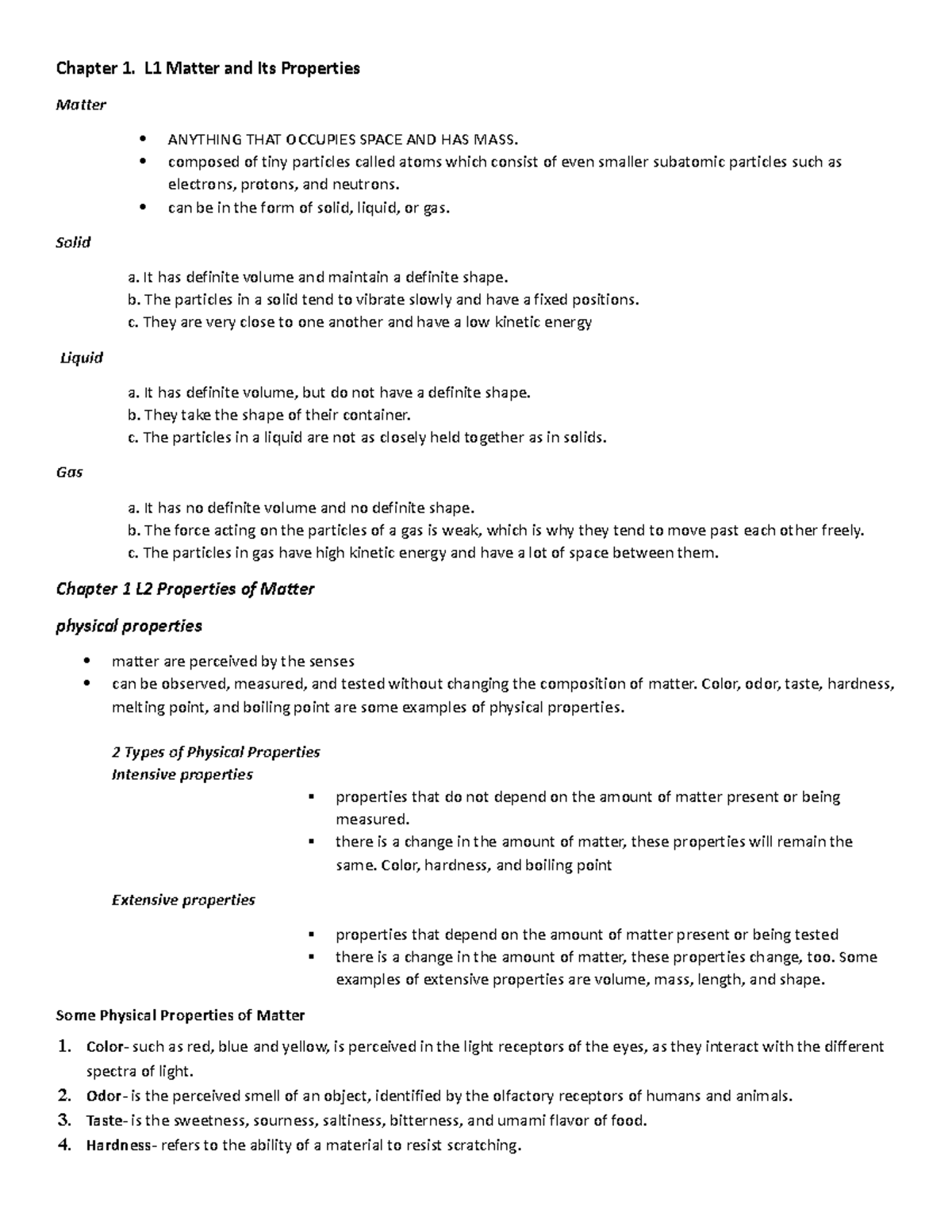 Chem Gen Reviewer - Chapter 1. L1 Matter and Its Properties Matter ...