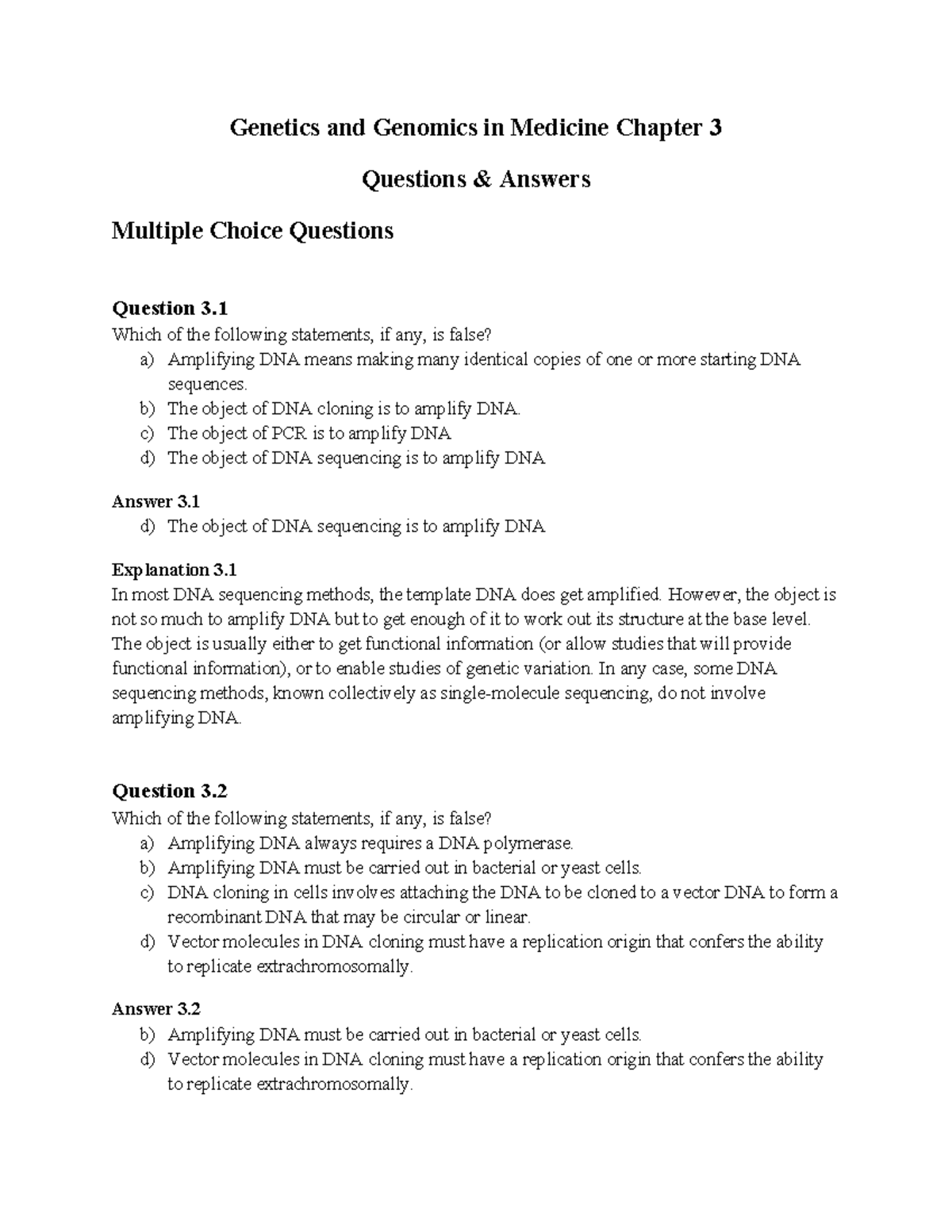 GGM Question Bank Ch 03 Answers - Genetics and Genomics in Medicine ...