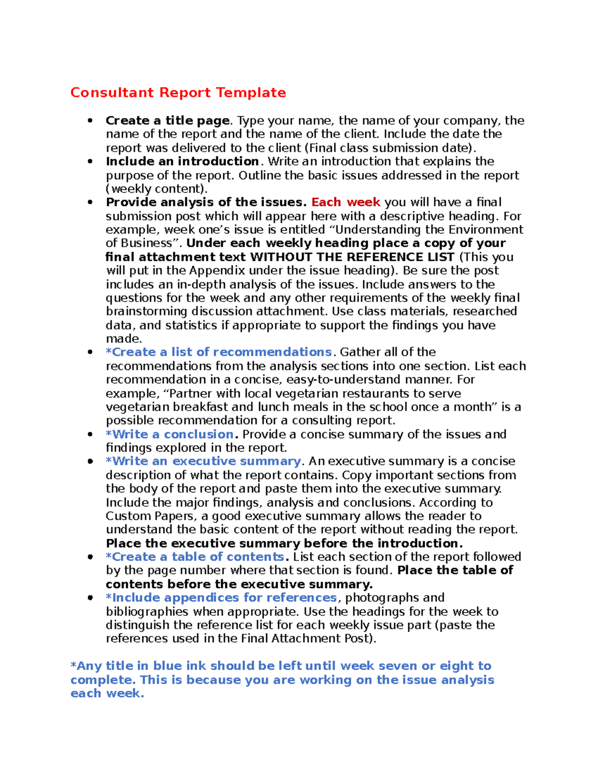 BMGT Consultants Report Template - Consultant Report Template Create a ...