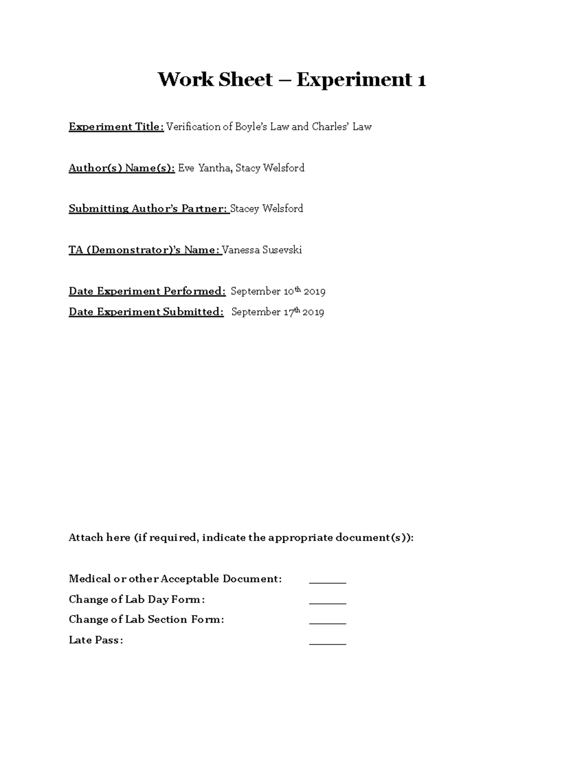 THIS ONE EXP1 First Lab Write Up Work Sheet Experiment 1