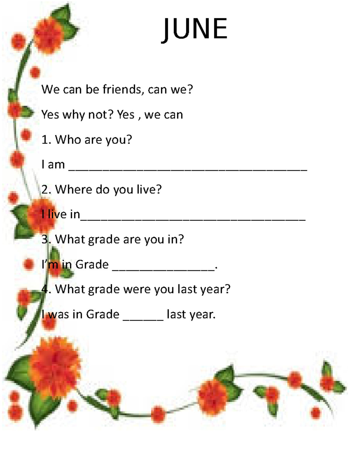 Project Agendum - Action Plan - JUNE We can be friends, can we? Yes why ...