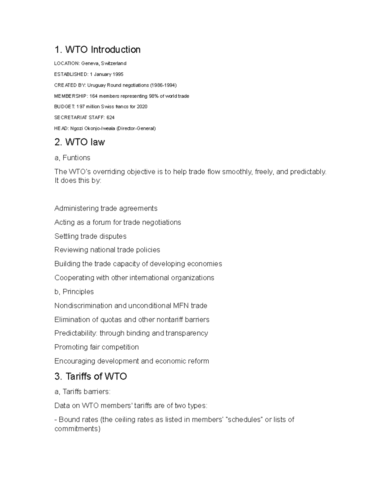 WTO script from my presentation group - Health Science - Studocu