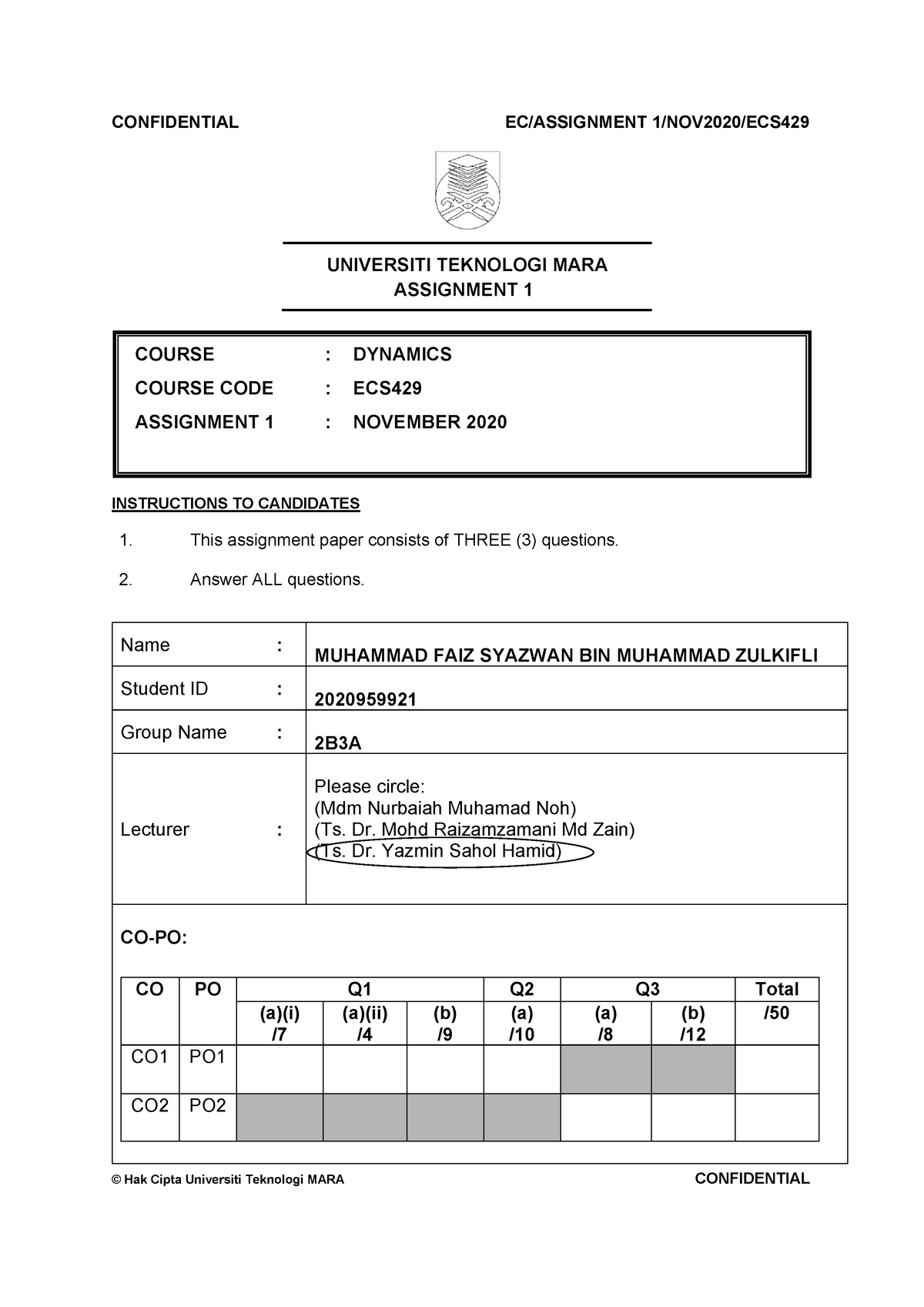 home ec assignment booklet