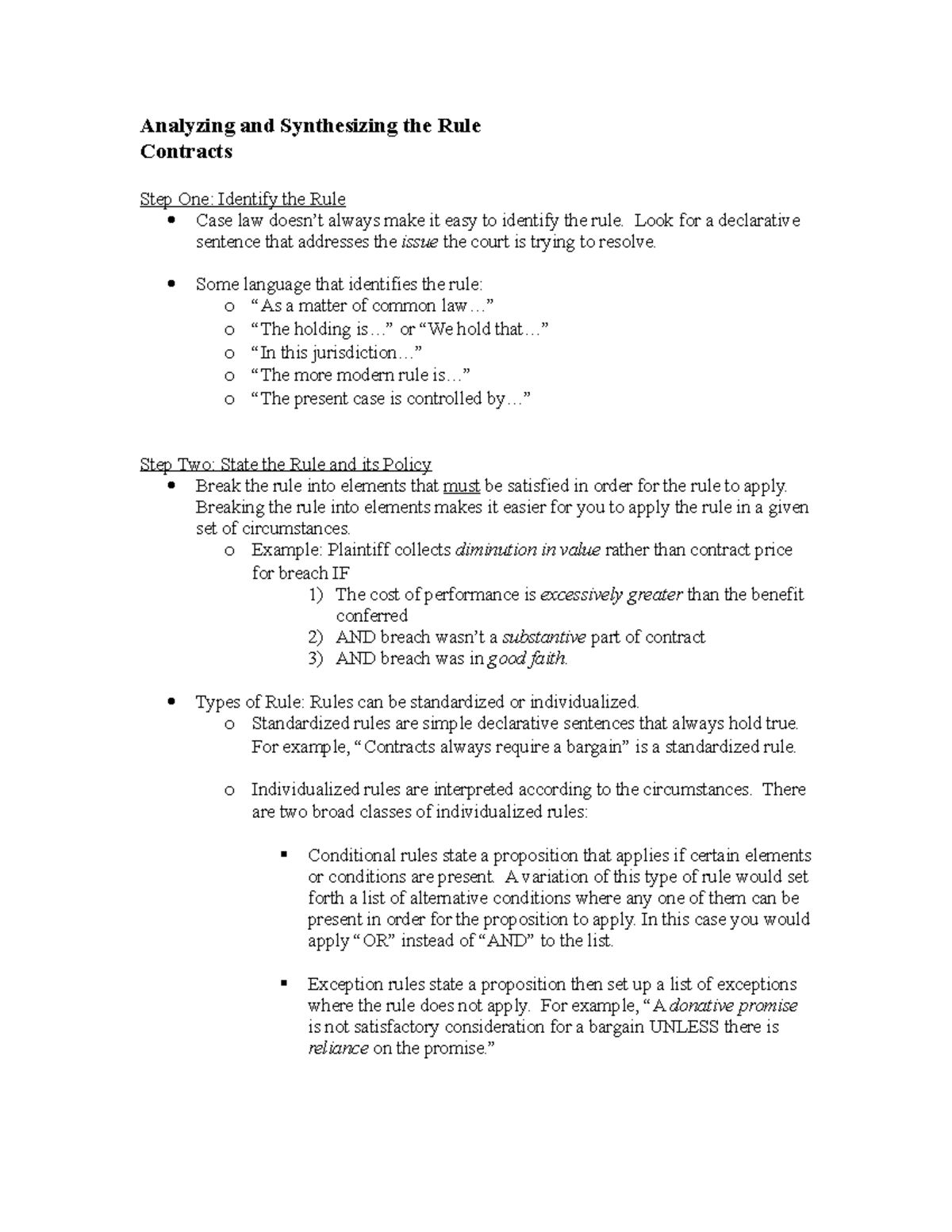 Rule Analysis Synthesis Contracts Analyzing and Synthesizing the Rule
