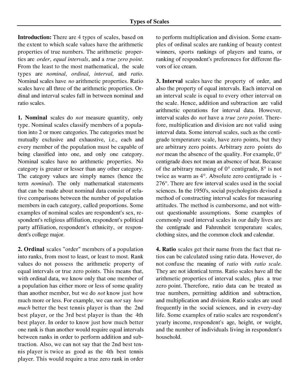 Types of Scales - Types of Scales Introduction: There are 4 types of ...