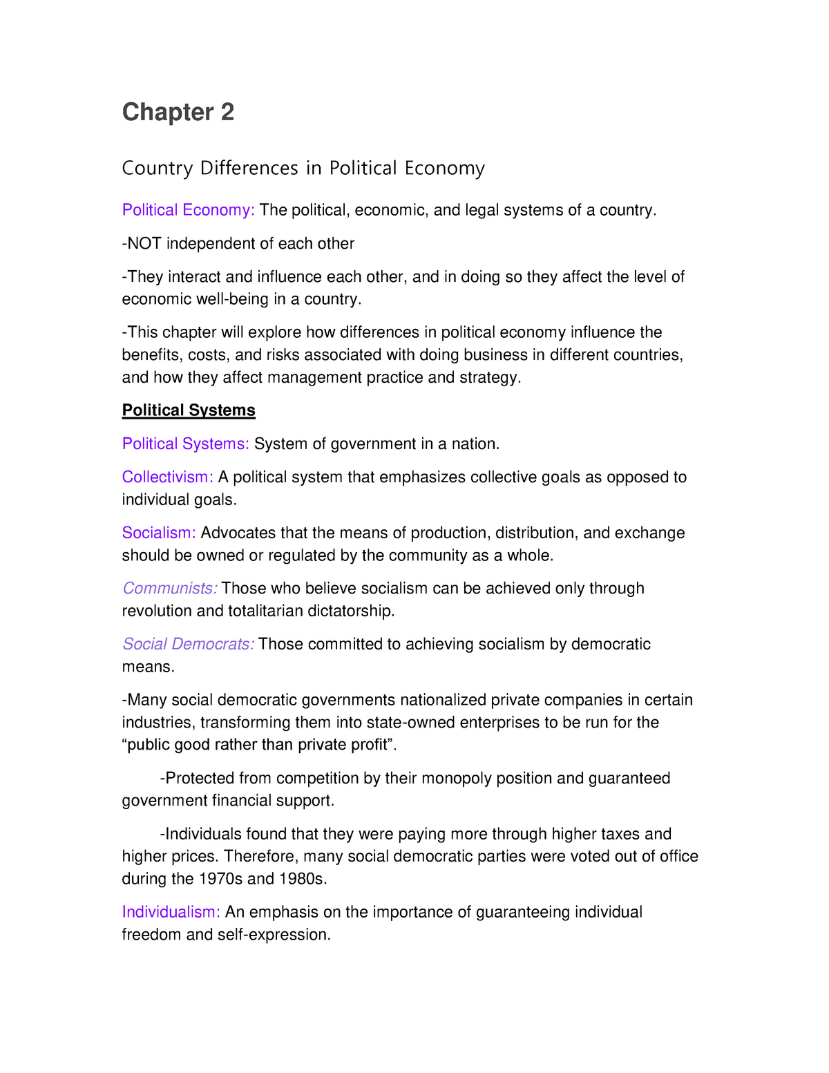 Chapter 2 - Word Document - Chapter 2 Country Differences In Political ...