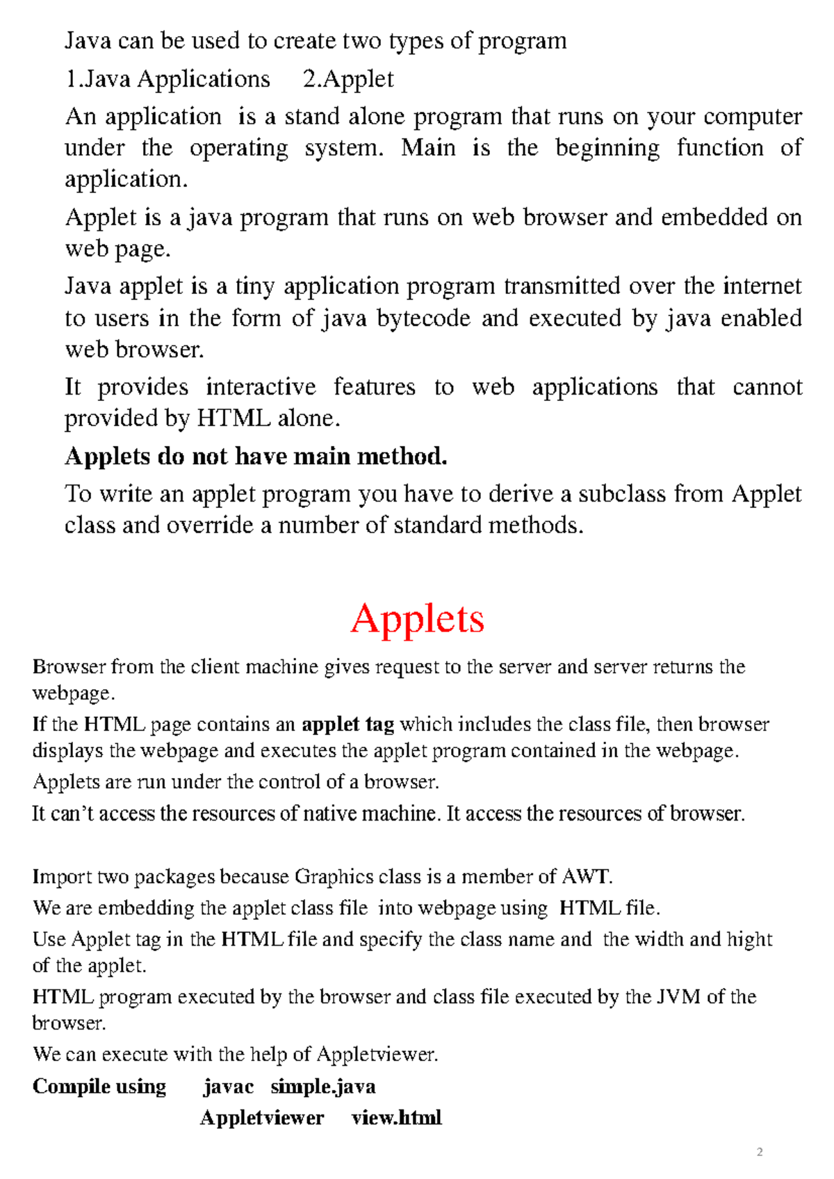 Fourth Module Java Program - Java can be used to create two types of ...