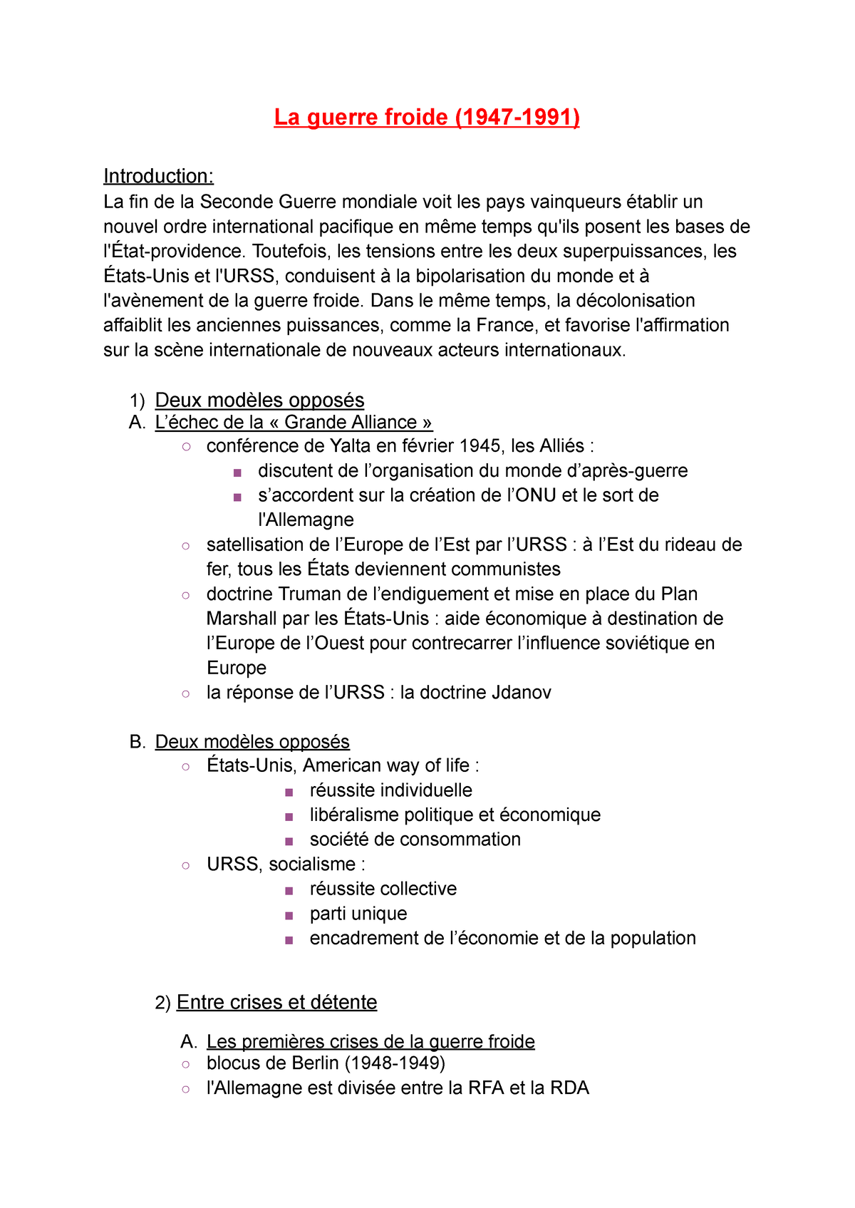 sujet de dissertation sur la guerre froide pdf