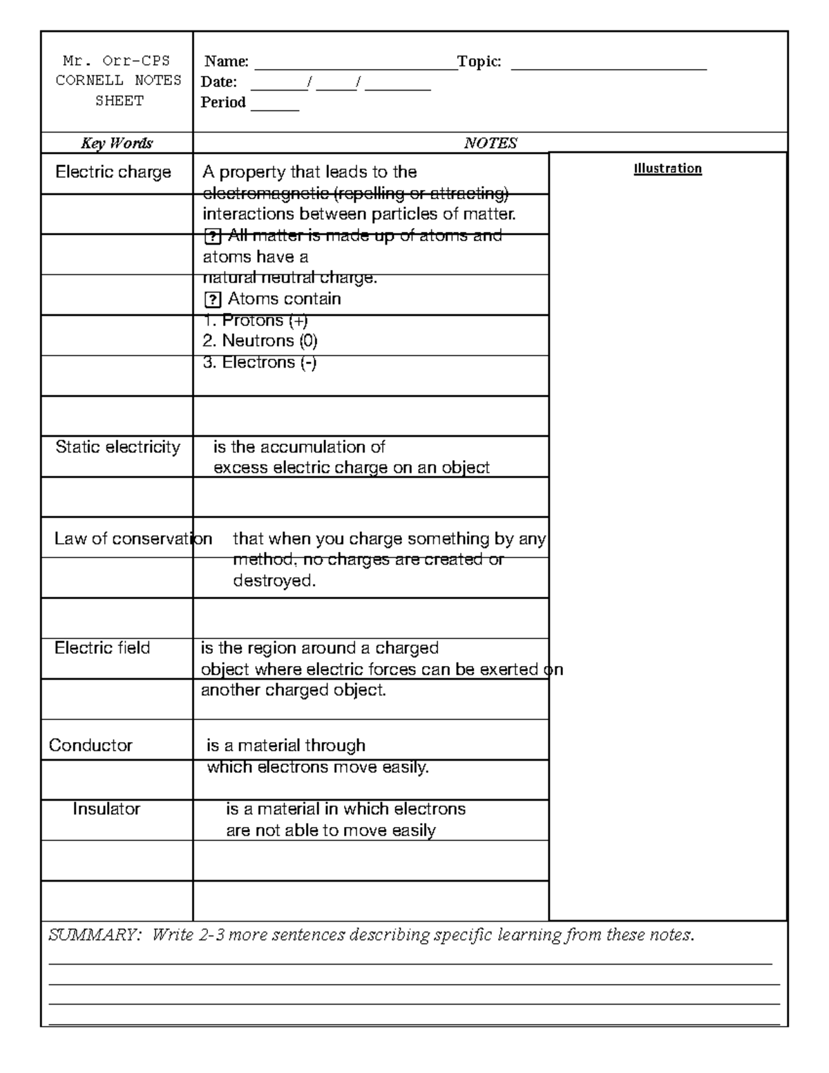 Cornell Notes Template Copy (2) Copy - Mr. Orr-CPS CORNELL NOTES SHEET ...