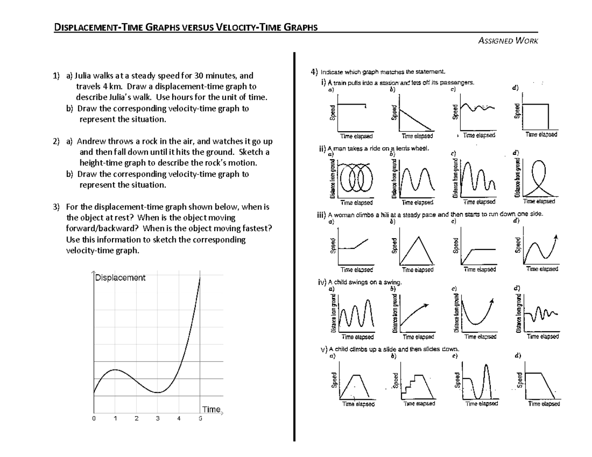 02 - Displacement-Time Graphs versus Velocity-Time Graphs - Assigned ...