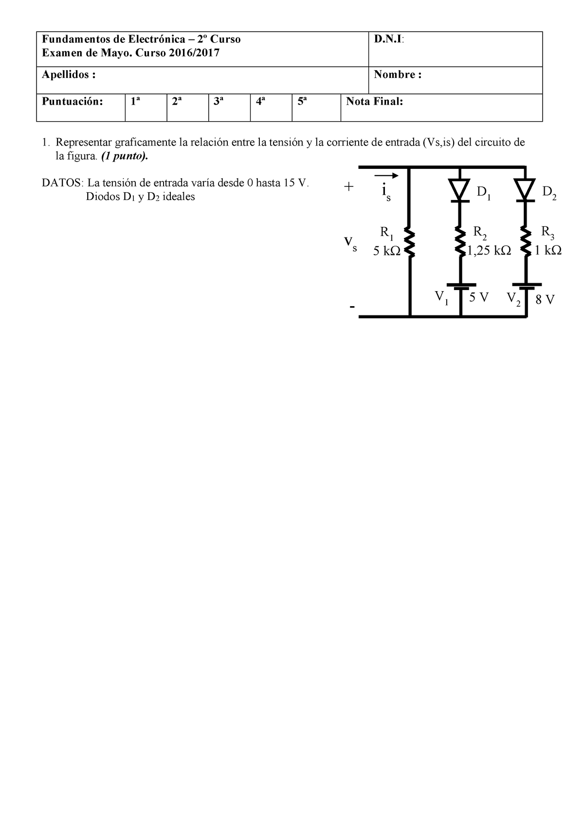 2017 Mayo - Fundamentos De Electrónica – 2º Curso Examen De Mayo. Curso ...