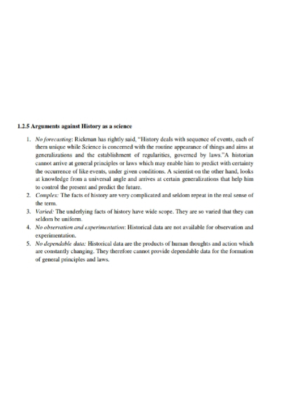 Argument against history is a science - B.A Economics - Studocu