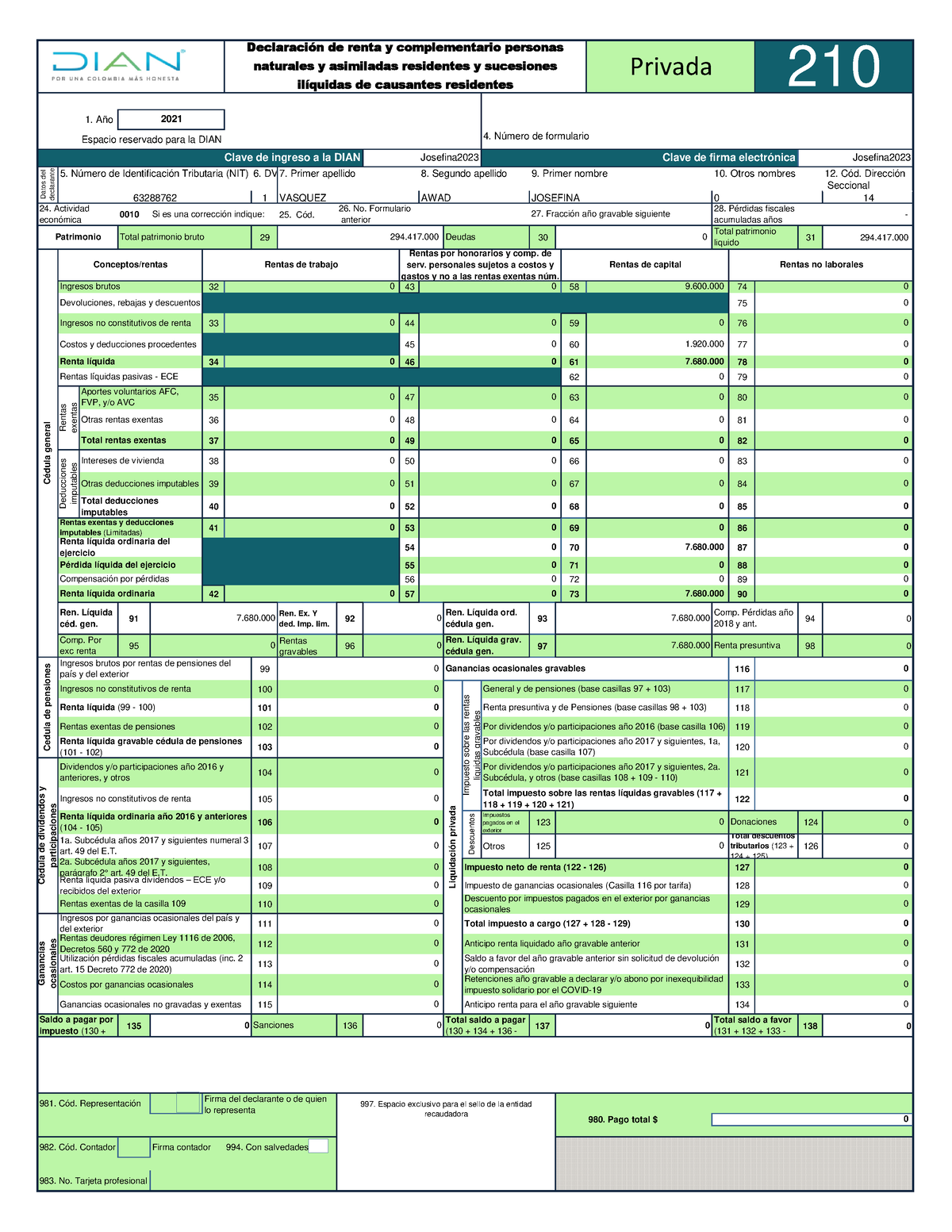 Formulario 210 - FORMATO - Año Espacio Reservado Para La DIAN 4. Número ...