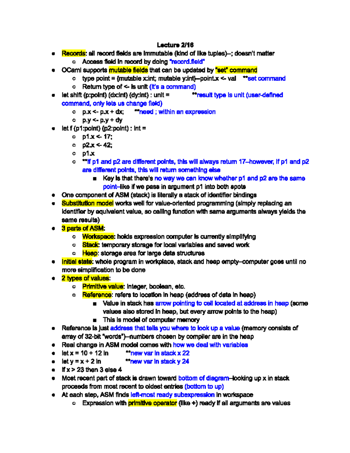 CIS 120 Lecture And Recitation February 16 - CIS 120 - Studocu