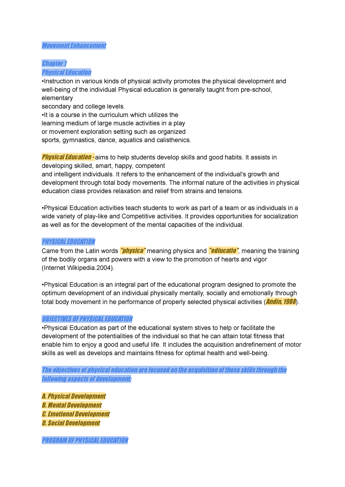 Gepemove Reviewer Midterm EXAM - Movement Enhancement Chapter 1 ...