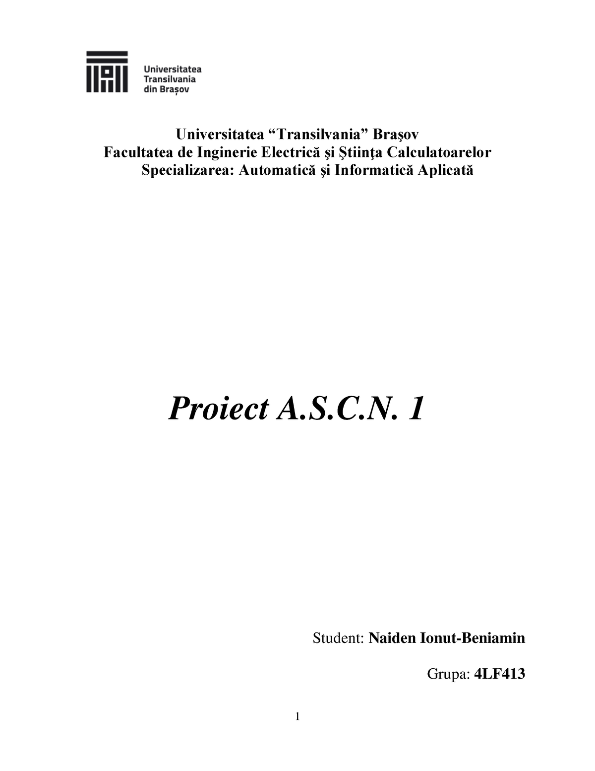 Proiect Proiect - Universitatea “Transilvania” Braşov Facultatea De ...