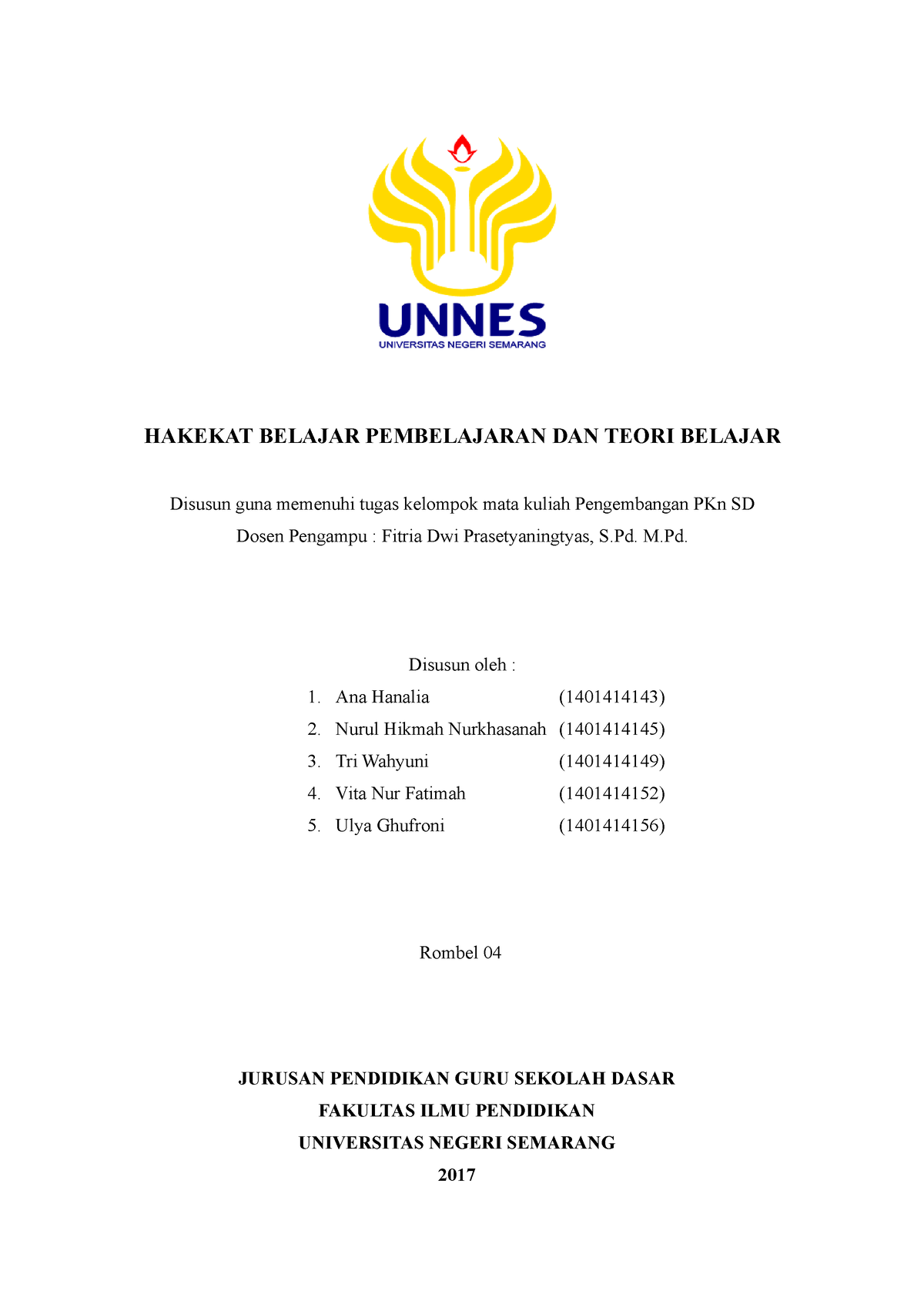 Hakekat Belajar Pembelajaran DAN Teori B - HAKEKAT BELAJAR PEMBELAJARAN ...